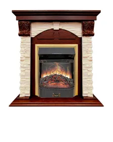 Каминокомплект Dublin (Разборный) - Орех каньон / Сланец  с очагом Majestic FX Brass