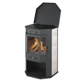 Печь-Камин ВЕЗУВИЙ ПК-05 Призматик с плитой бежевый 12 кВт (200 м3) Ø150мм