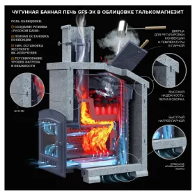 Чугунная банная печь GFS ЗК 45 (П) Президент 1160/60 Талькомагнезит
