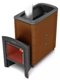 Банная печь Тунгуска XXL 2013 Inox Витра ТО терракота