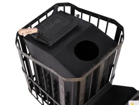 Премиальная чугунная банная печь Сибирь 25 ЗК дверка 545х545 в сетке Премиальная чугунная банная печь Сибирь 25 ЗК дверка 545х545 в сетке