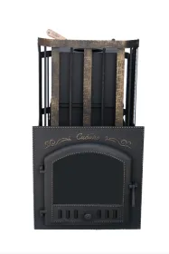 Премиальная чугунная банная печь Сибирь 25 ЗК дверка 545х545 в сетке Премиальная чугунная банная печь Сибирь 25 ЗК дверка 545х545 в сетке