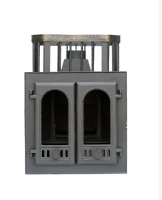 Чугунная банная печь Сибирь 24 с двухстворчатой каминной дверцей 500х500 сетка Чугунная банная печь Сибирь 24 с двухстворчатой каминной дверцей 500х500 сетка