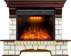 Каминокомплект Pierre Luxe угловой - Темный дуб / Белый (Высота 1045мм) с очагом Emerald 28 Каминокомплект Pierre Luxe угловой - Темный дуб / Белый (Высота 1045мм) с очагом Emerald 28