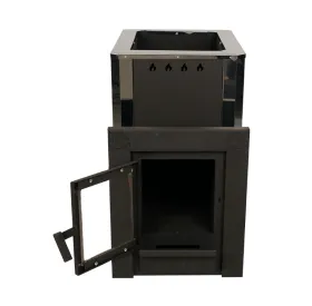 Печь банная Грация-20 BLACK дверка со стеклом с-я КУЗБАСС 8мм