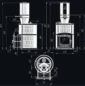 Чугунная банная печь AVANGARD ЗК 35 (П2) Pro Ураган в круглой сетке