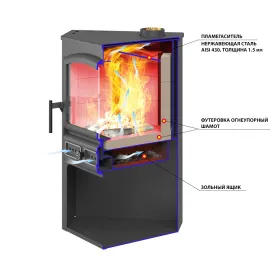 Печь-камин ЭТНА (БКД) угловой Бежевый Ø 115мм