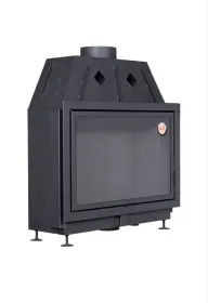 Каминная стальная топка Альфа 1000 B подовая черный шамот