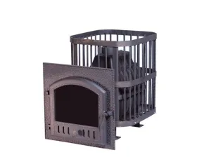 Чугунная банная печь Сибирь 24 Каминная дверца 545х545 сетка Чугунная банная печь Сибирь 24 Каминная дверца 545х545 сетка