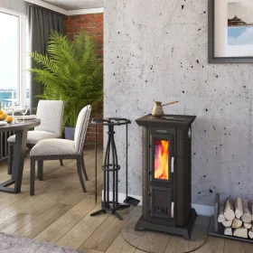 Печь-камин Статика Тетра, черная бронза