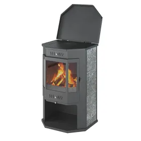 Печь-Камин ASTON 12кВт (200 м3) Призматик с плитой (Пироксенит Элит)