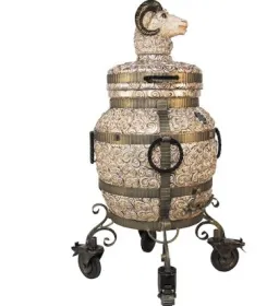 Керамический тандыр Золотое Руно Цвет Золотой с узором, откидная крышка