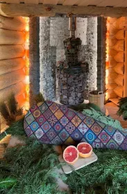 Чугунная банная печь Атмосфера V сетка нержавейка