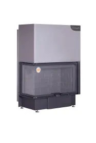 Каминная стальная топка ДЕЛЬТА 1000 LB два стекла принтинг левая черный шамот