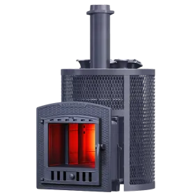 Чугунная банная печь AVANGARD ЗКН 35 (П2) Ураган в круглой сетке