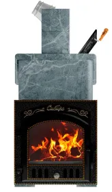 Премиальная банная печь Сибирь 25 ЗК дверка 700х700 в облицовке Президент талькомагнезит