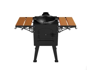 Печь под казан 22 литра 3 мм с полками из дерева