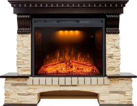 Каминокомплект Pierre Luxe угловой - Темный дуб / Сланец (Высота 1045мм) с очагом Emerald 28 Каминокомплект Pierre Luxe угловой - Темный дуб / Сланец (Высота 1045мм) с очагом Emerald 28