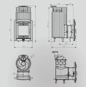Чугунная банная печь Атмосфера XL Верде Гватемала ламель+сетка с газовой горелкой