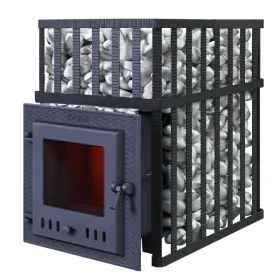 Чугунная банная печь Гроза 24 (М) в сетке
