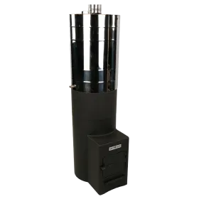 Стальная банная печь Русь круглая составная с баком нерж на 85 литров