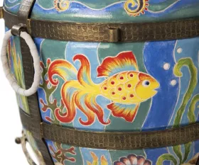 Керамический тандыр Морской Цвет Голубой с узором