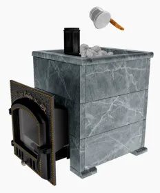 Премиальная банная печь Сибирь 40 дверка 545х545 в облицовке Оптима талькомагнезит