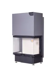 Каминная стальная топка ДЕЛЬТА 800 три стекла принтинг подовое горение