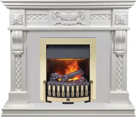 Каминокомплект Corsica - Матовый белый (Ширина 1100) с очагом Danville Brass FB2