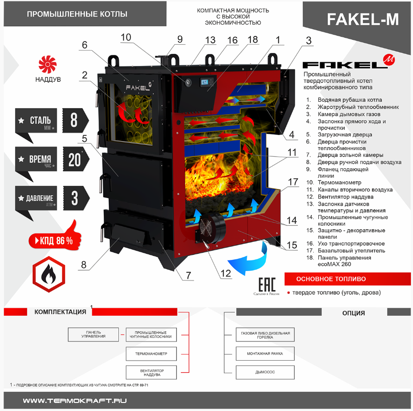 Твердотопливный комбинированный котел  FAKEL-М 350 кВт