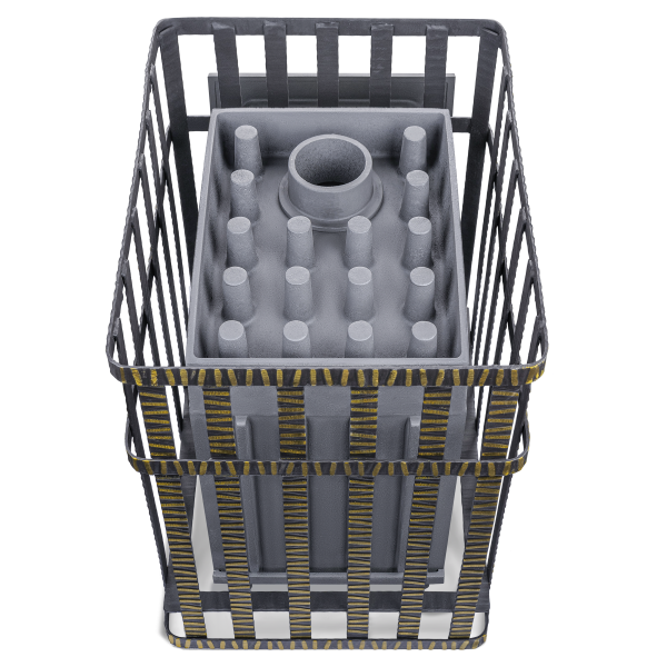 Чугунная банная печь Гроза 24 (М) в сетке