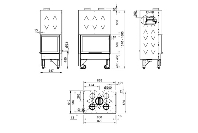 Каминная топка La Nordica Monoblocco 800 Angolo DX ,SX