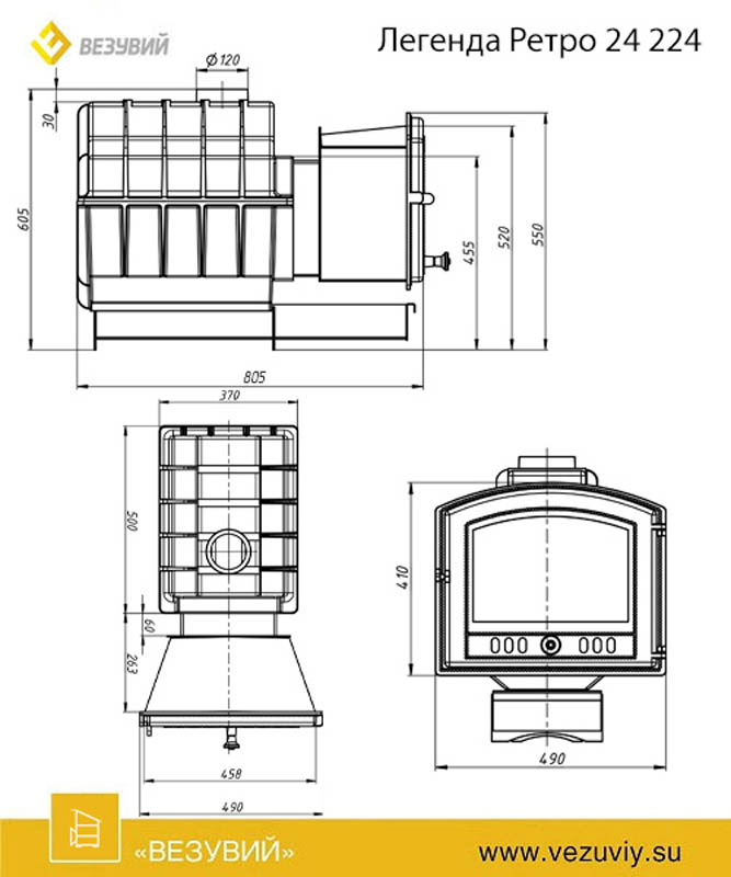 Чугунная банная печь Легенда Ретро 24 (224)