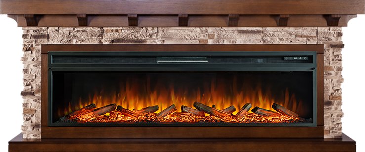 Каминокомплект Chalet 60 - Темный дуб с очагом Vision 60 LOG LED