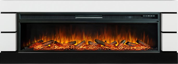 Каминокомплект Modern - Белый с черным с очагом Vision 60 LOG LED
