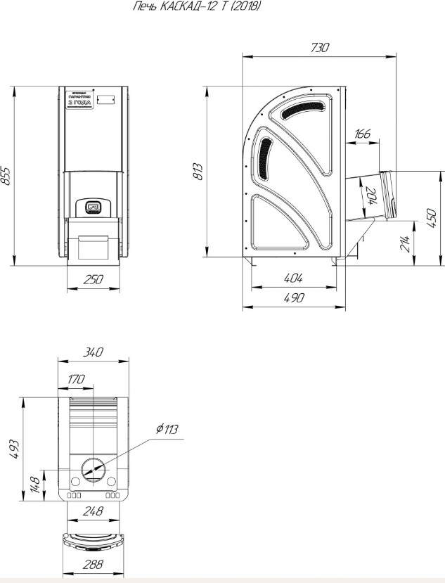 Банная печь Каскад 12 Т 1.1
