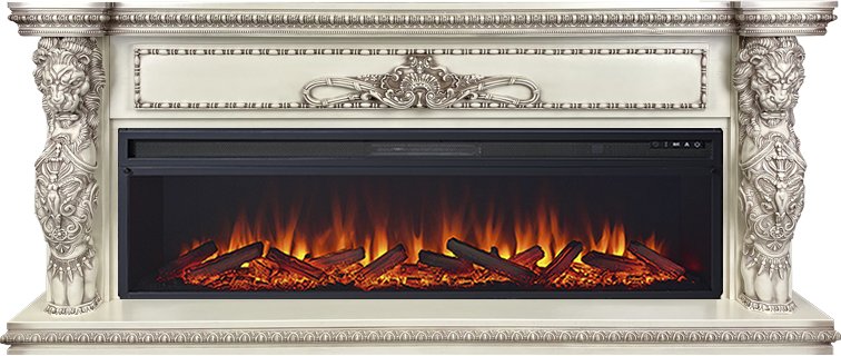 Каминокомплект Royal Flame Windsor 60 - Слоновая кость с темной патиной с очагом Vision 60 LOG LED