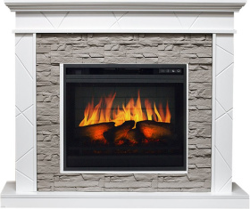 Каминокомплект Basel - Белый / Сланец серый с очагом Vision 23 EF LED 3D FX