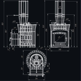 Чугунная банная печь AVANGARD ЗК 25 (П2) Pro Ураган в сетке Тюльпан