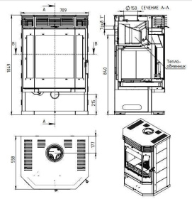 Стальная Печь-камин Ангара 12 Аква