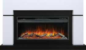 Каминокомплект Lindos - Белый с черным (Ширина 1470мм) с очагом Vision 42 LOG LED