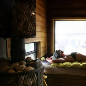 Чугунная банная печь Атмосфера М нержавеющая сетка