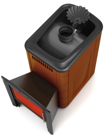 Банная печь Ангара 2012 Inox Витра ЗК терракота