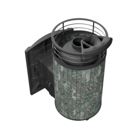 Чугунная банная печь Атмосфера L Жадеит ламель+сетка с газовой горелкой