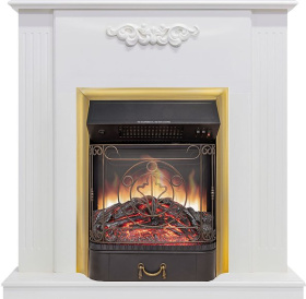 Каминокомплект Lumsden - Белый дуб с очагом Majestic FX M Brass