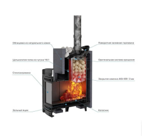 Чугунная банная печь Атмосфера XL в облицовке «Талькохлорит»