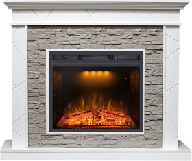 Каминокомплект Basel - Белый / Сланец серый с очагом Emerald 23