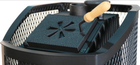 Чугунная банная печь Амур-ПРО ЗК. Панорамная дверца (сетка)