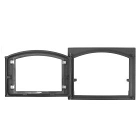 ДК-2ВС Чугунная каминная дверка окрашенная со стеклом 435х332х92