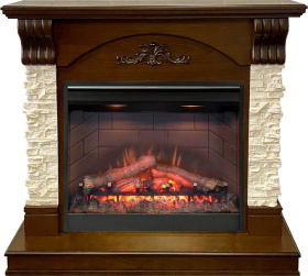 Каминокомплект Prague - Темный дуб/Сланец бежевый с очагом Symphony 26'' DF2608-INT